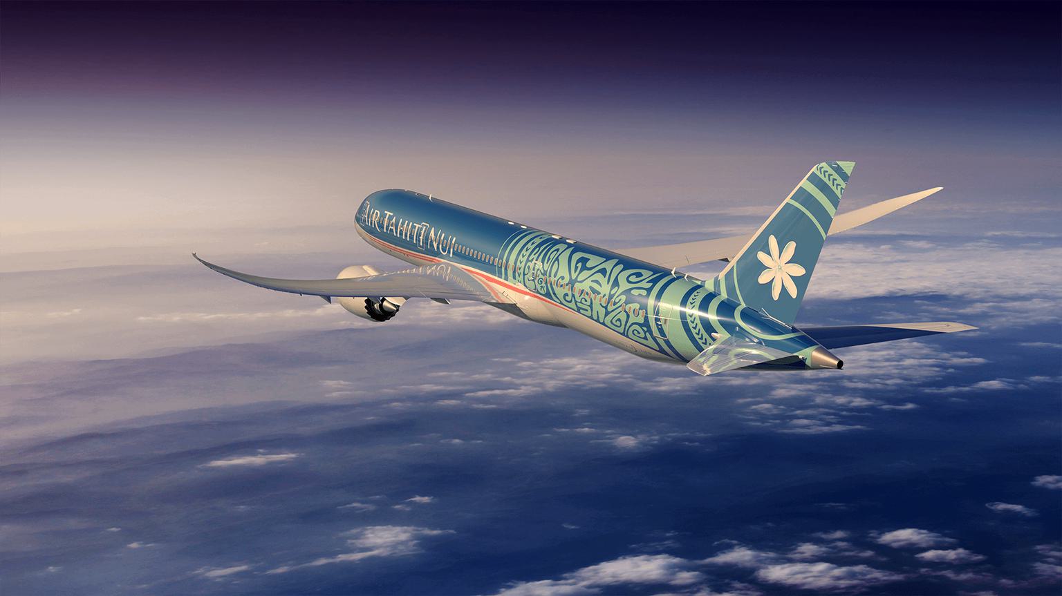 Air Tahiti Nui 787 Dreamliner flying through the sky
