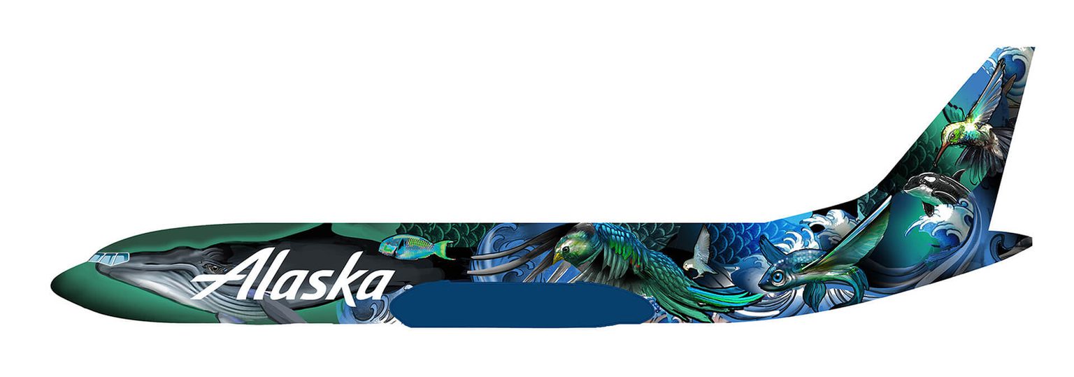 Alaska Airlines 737 orca livery design concept sea life