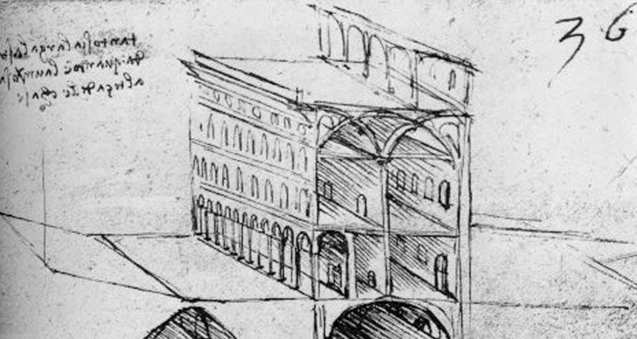 Leonardo da Vinci's sketch of a city
