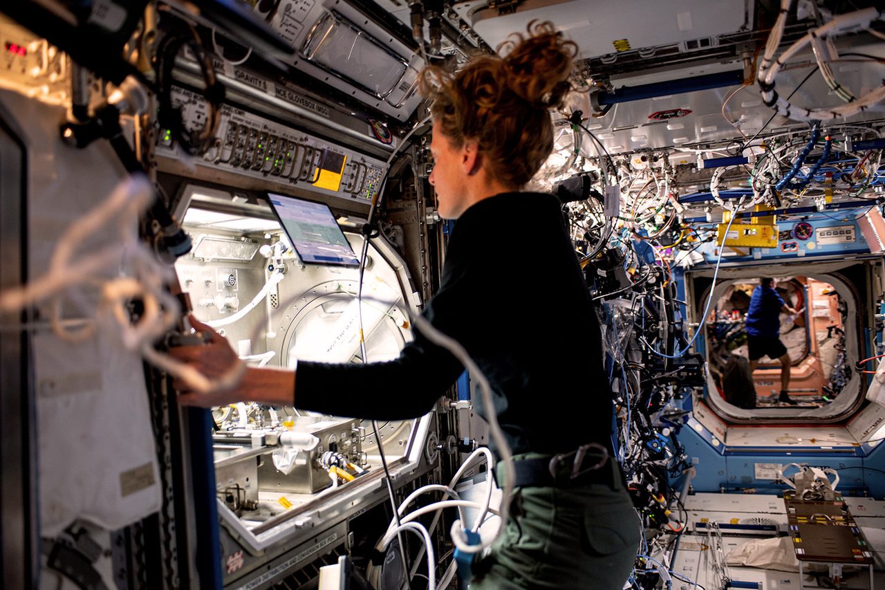 A NASA astronaut on the international space station