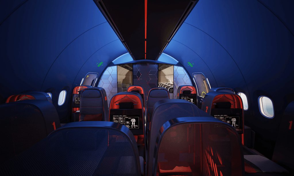 Cross section of Nike branded planet with blue and red colors, materials and finishes