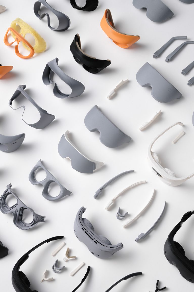 Immersed Visor headset 3D printed prototype collection