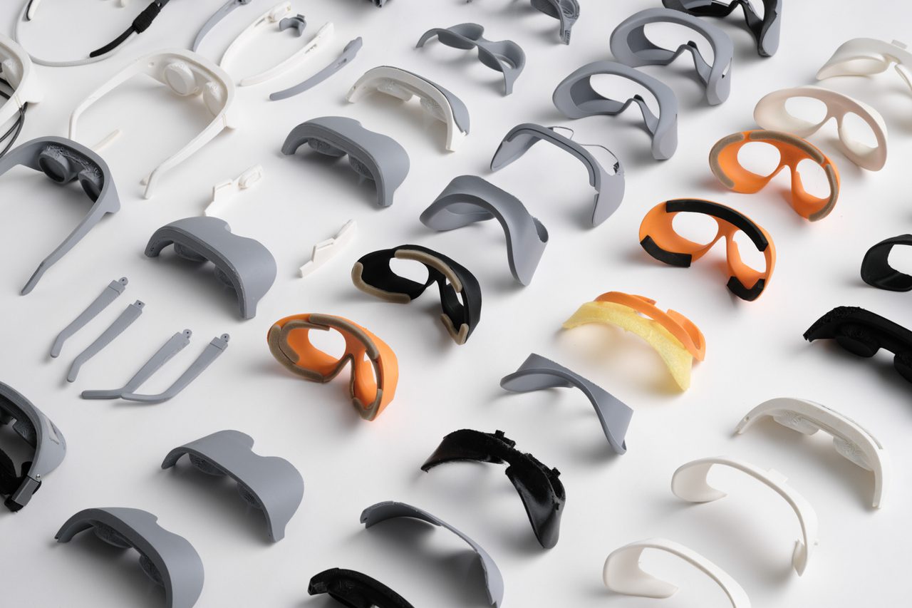 Immersed Visor headset 3D printed prototype collection