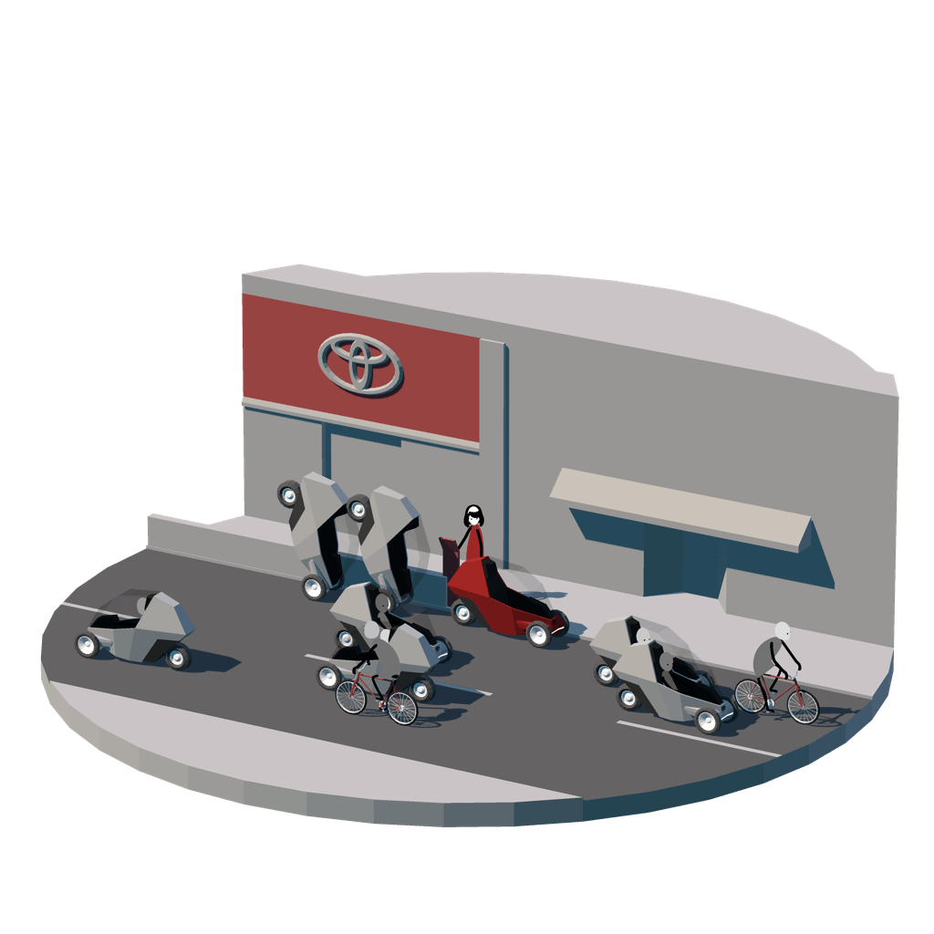 3D illustration of Toyota-branded taxi pods