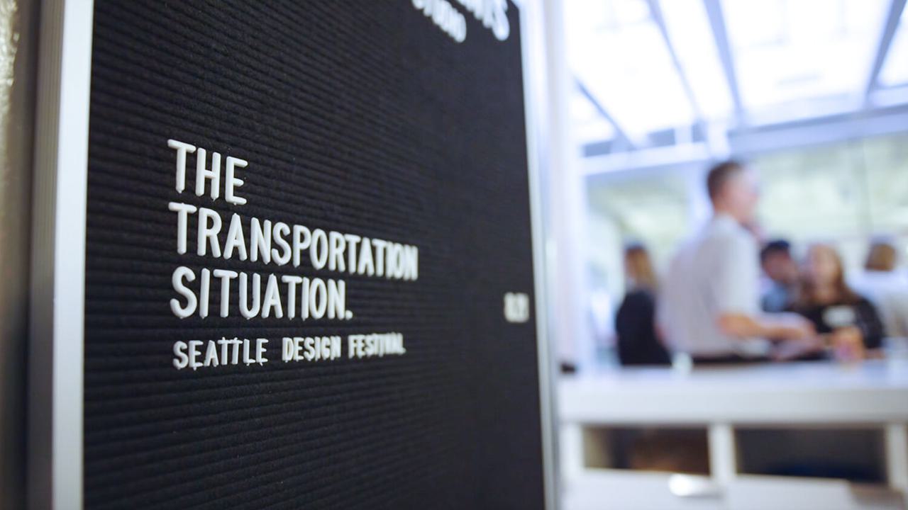 Signage promoting Seattle Design Festival event