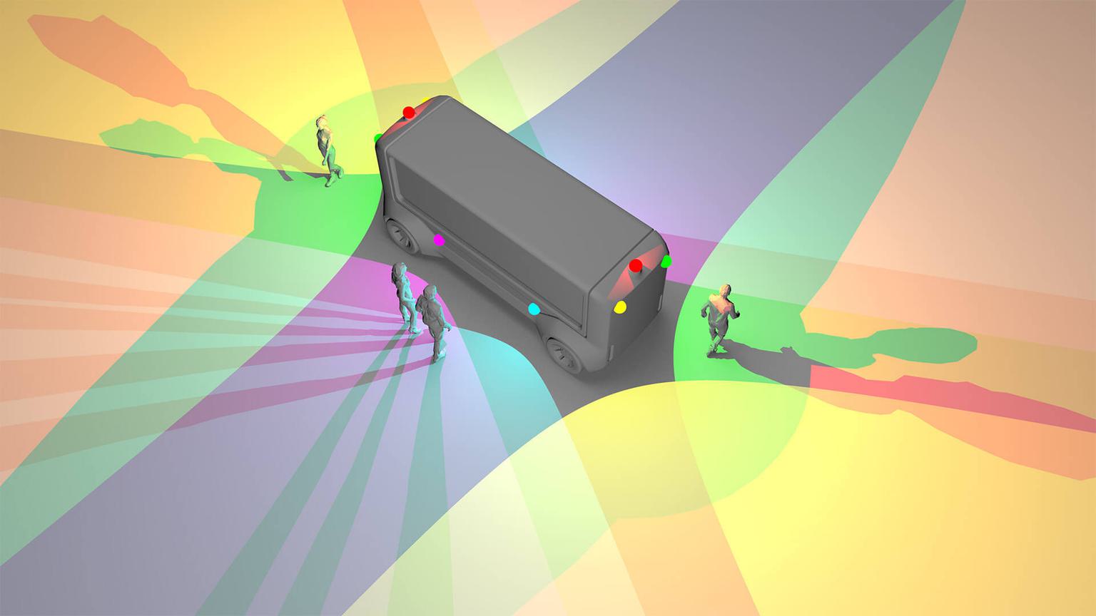 Illustration of autonomous vehicle sensor technology