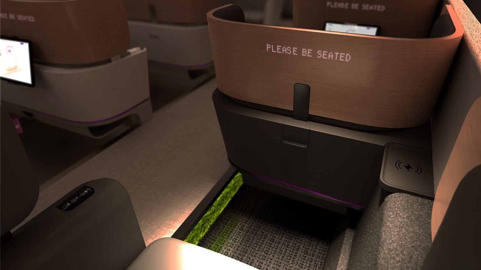 Seat back digital display with greeting and overhead light