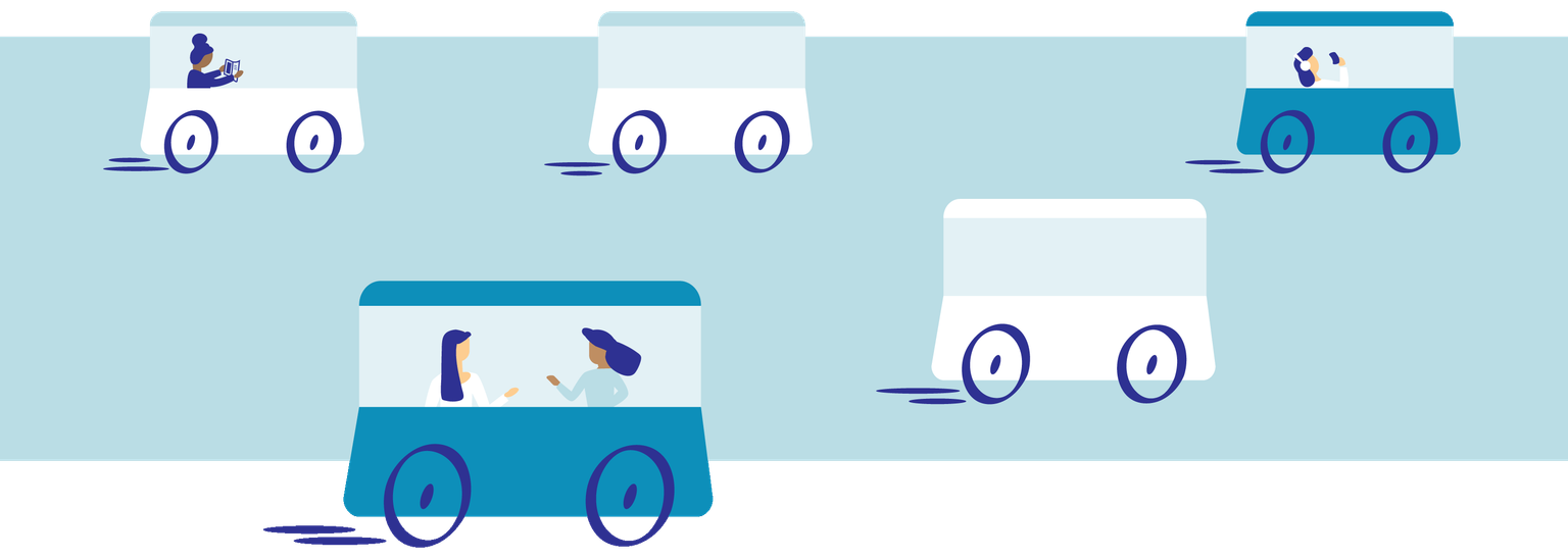 Illustration of autonomous cars on a road