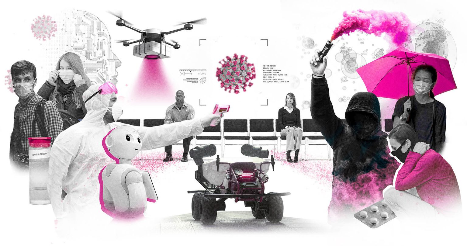 Photo compilation depicting travel in the era of coronavirus