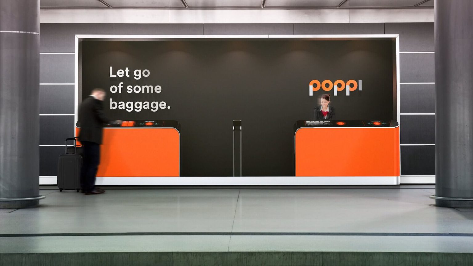 Man checking in baggage before a trip