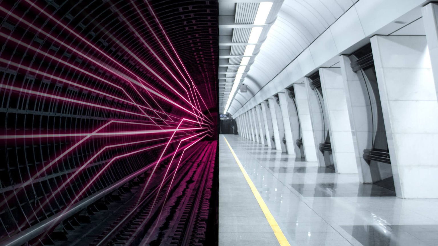 Split view of old and new railway