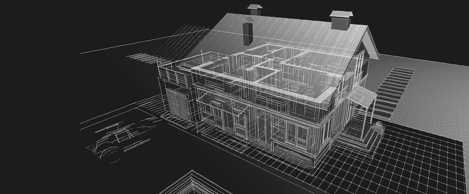 Architectual drawing in black and white