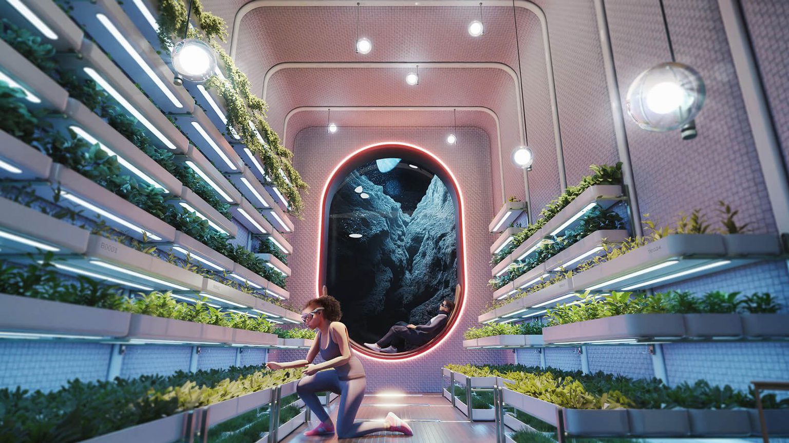 Grow lab in habitat on the moon